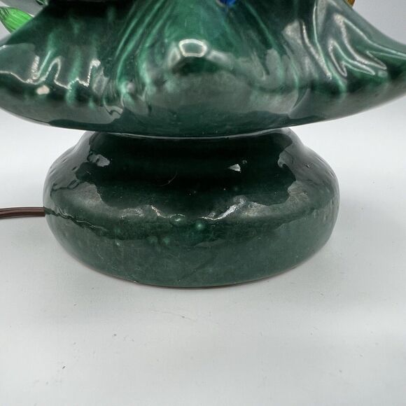 Vintage Green Ceramic Christmas Tree Lighted 10" One Piece Base Kitsch 70s - Picture 10 of 12